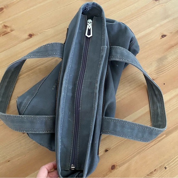 Jacobs by Marc Jacobs Top Zip Canvas Tote Bag Gray Canvas Suede Trim 17” X 11.5” - Picture 10 of 16